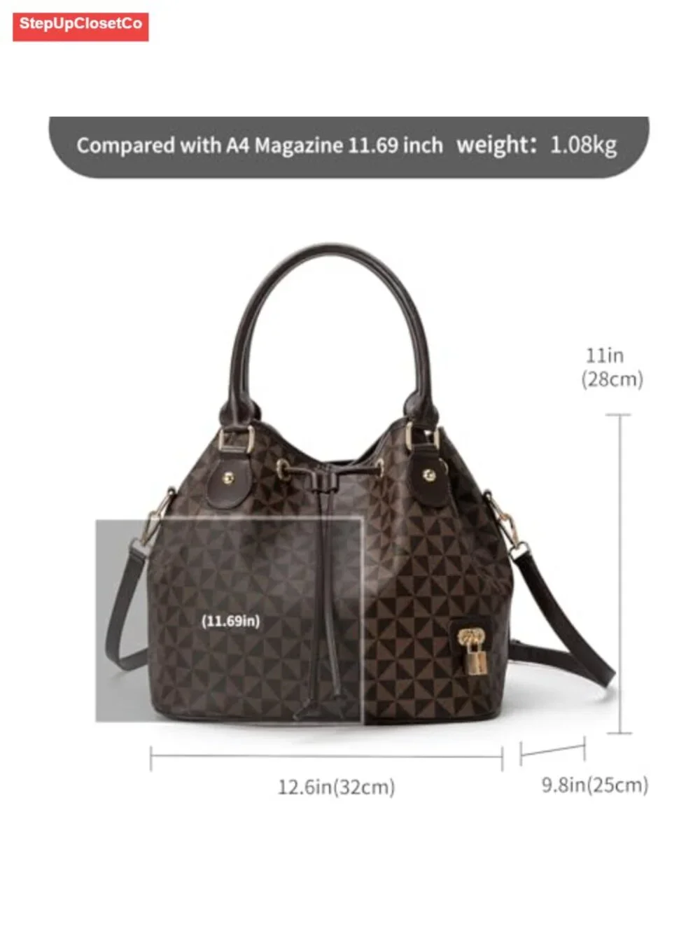 Faux Leather Bucket Purse for Women Drawstring Closure Shoulder Tote Handbag